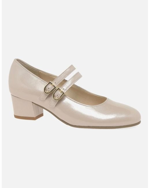 Gabor White Belva Mary Jane Court Shoes