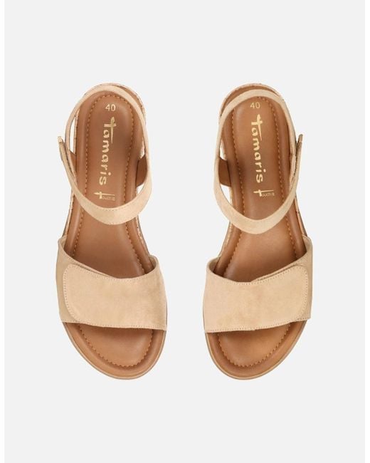Tamaris Metallic Iris Low Wedge Sandals