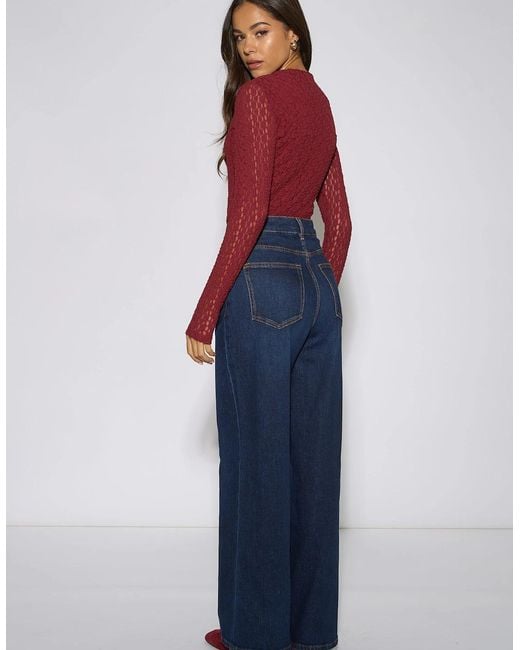 Gini London Blue Mid Rise Wide Leg Jeans