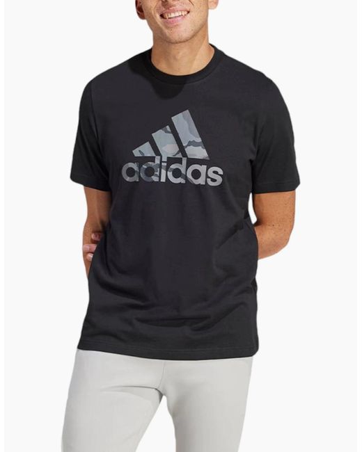 Adidas Black Ir5828 Camo T Shirts Badge Of Sports Graphic Crew Neck T Shirt for men