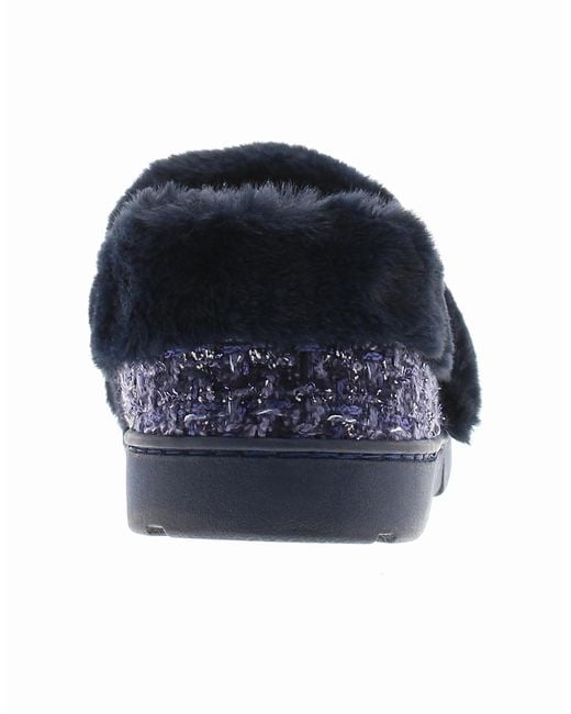 Strollers Blue Slippers Avon Slip On Fluffy Faux Fur Uk Size