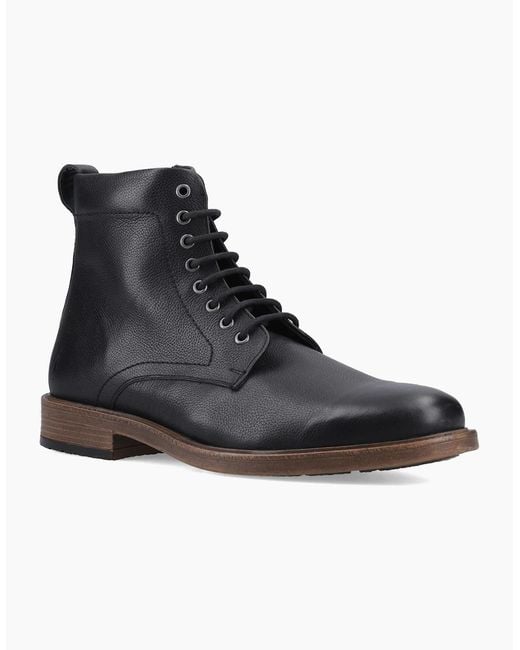Hush Puppies Black Irwin Leather Ankle Boots for men