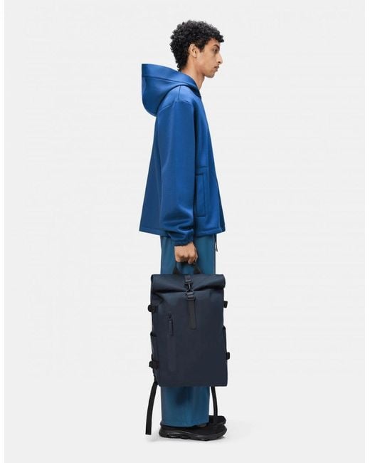 Rains Blue Rolltop Rucksack Large