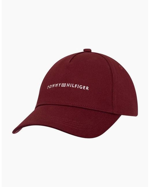 Tommy Hilfiger Embroidered Logo Burgundy Cap for men
