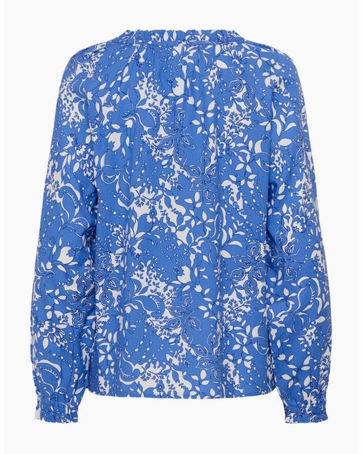 Cream Blue Tiah Boho Blouse