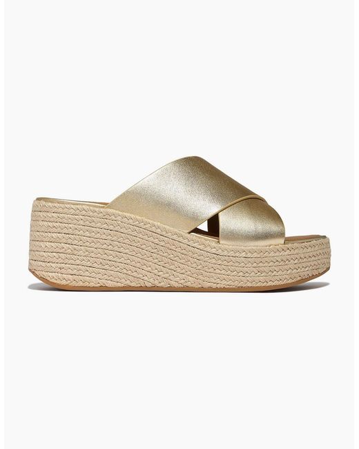 Fitflop Natural Platfforms Leather Platino Sandals