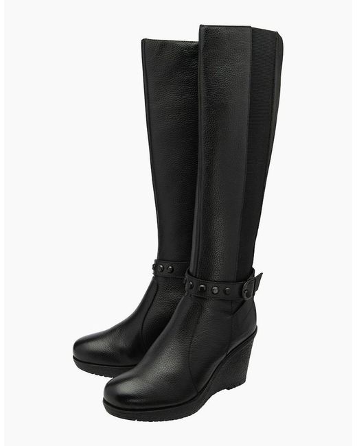 Ravel Black Arkle Knee High Wedge Boots