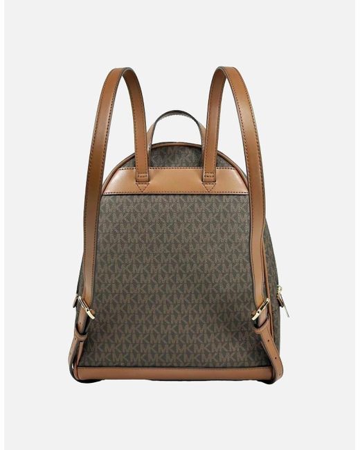 Michael Kors Gray Medium Zip Pocket Backpack With Leather Trim