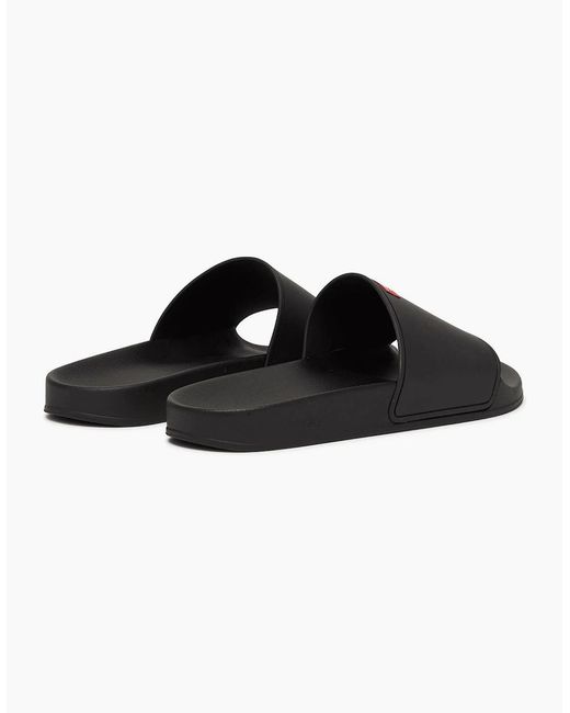 DIESEL Black Sa Swim Rubber Sliders for men