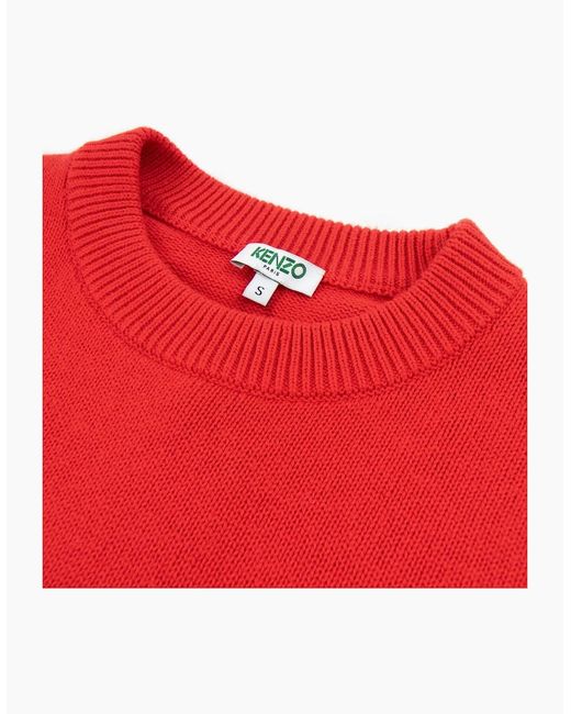 KENZO Red Knitted Jumping Tiger Sweat for men