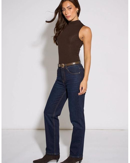 Gini London Blue Mid Rise Straight Leg Jeans