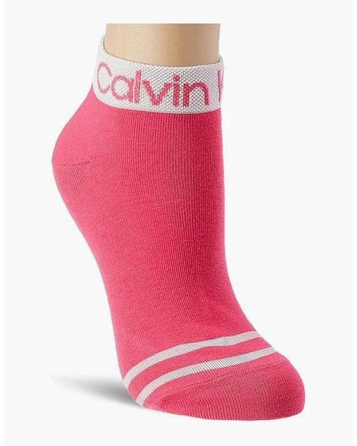 Calvin Klein Pink 2-Pack Logo Welt Quarter Socks