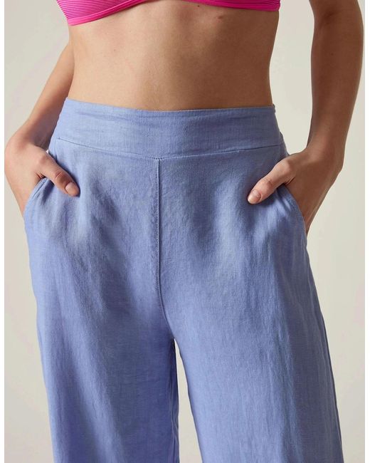 James Lakeland Blue Relaxed Linen Trousers