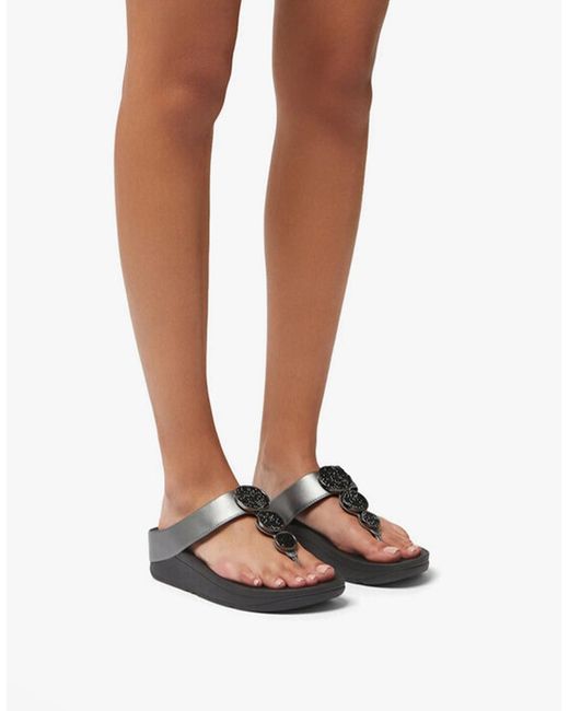 Fitflop Halo Bead-Circle Metallic Toe Post Pewter