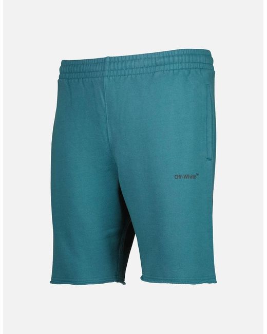 Off-White c/o Virgil Abloh Blue Diag Helvetica Sweat Bermudas for men