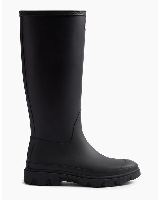 Hunter Black Downpour Tall Rubber Wellington Boots for men