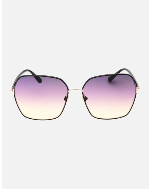 Tom Ford Pink Claudia-02 Gradient Smoke Lens Shiny Sunglasses