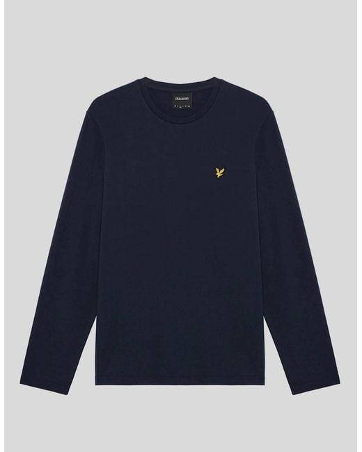 Lyle & Scott Blue Boxy Long Sleeve Cotton T-Shirt for men