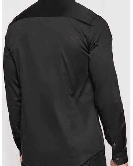 ARMANI EXCHANGE Black Rubber Logo Button Up Shirt for men