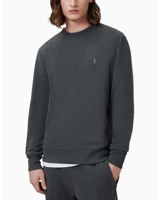 AllSaints Gray All Saints Reven Sweatshirts Crew Neck Casual Cotton Pullover Winter Jumper for men