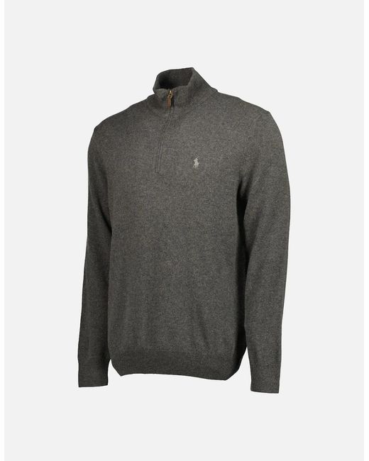 Ralph Lauren Gray Merino Wool Quarter Zip Jumper for men