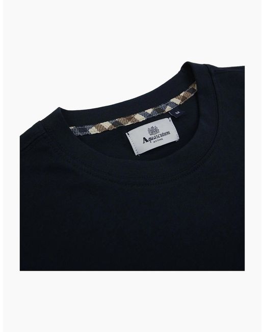 Aquascutum Blue Active Club Check Pocket T Shirt for men
