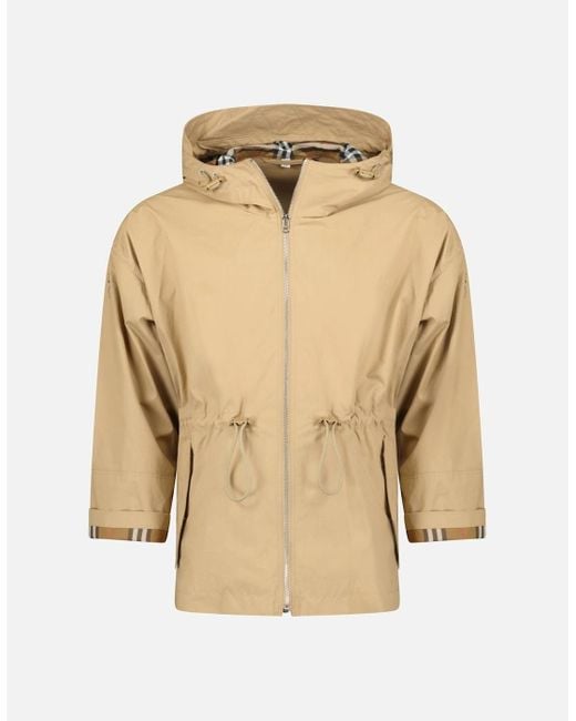 Burberry Natural 'Birley' Check Hooded Rain Jacket Archive