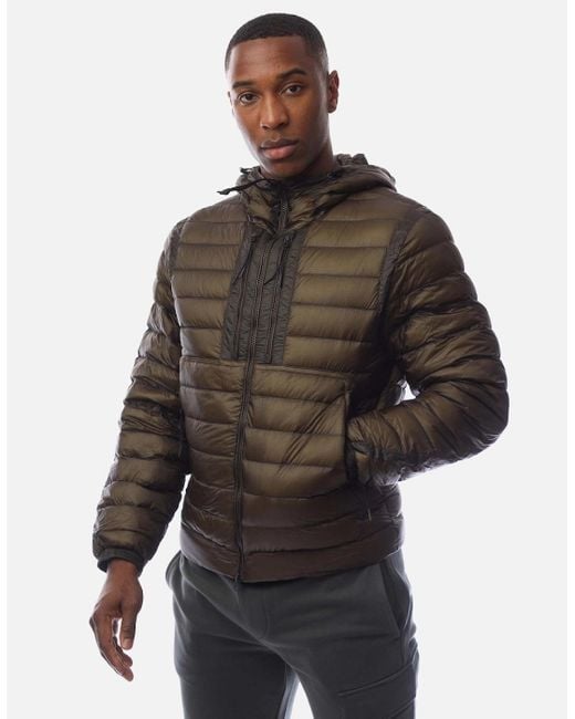 C P Company Brown D.D. Shell Goggle Down Jacket for men