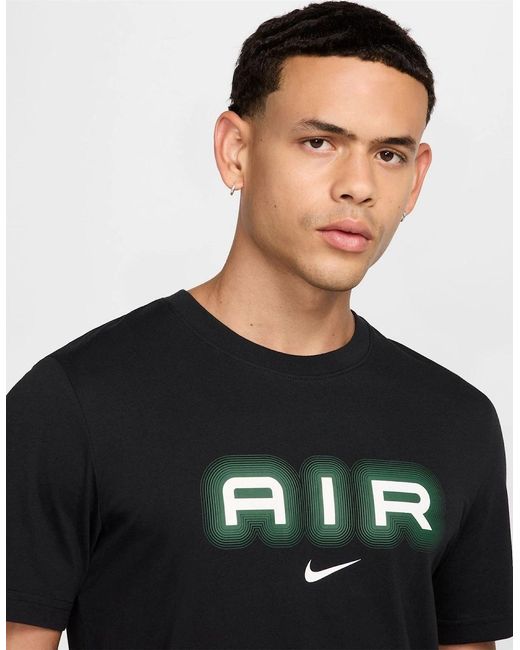 Nike Black Regular Fit Arch Lettering Crew Neck T-Shirt for men