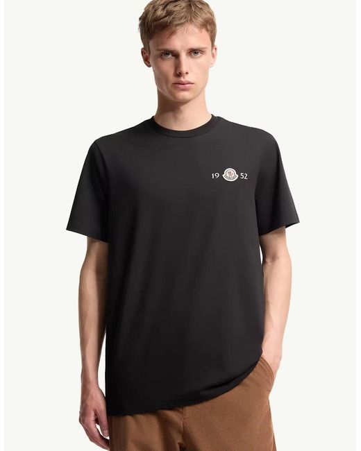 Moncler Black Branded Cotton T Shirt for men