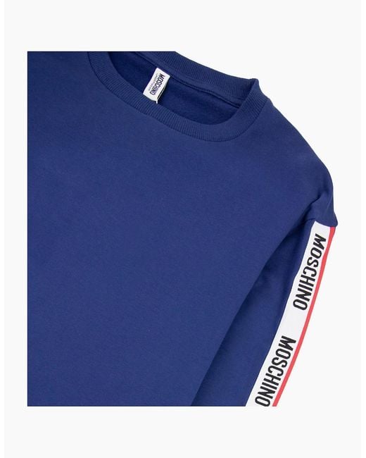 Moschino Blue Underwear Tape Logo Crew Neck Sweatshirt 0290 for men