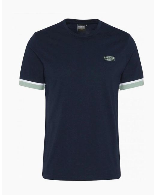 Barbour Blue Deep Cuff Evan Tipped T-Shirt for men