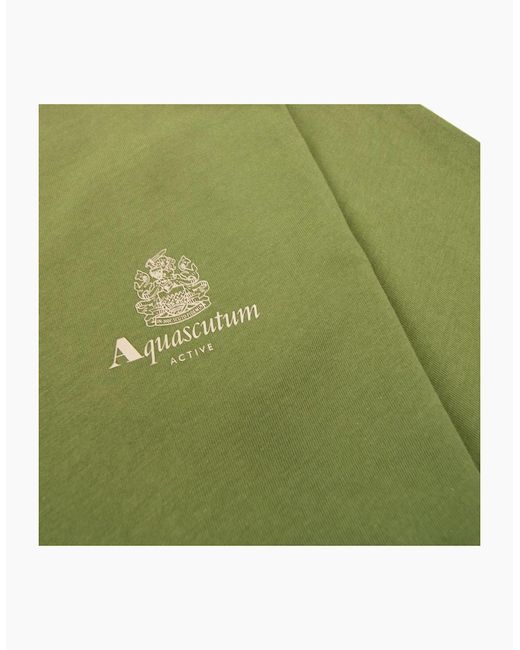 Aquascutum Green Active Small Logo T Shirt Army for men