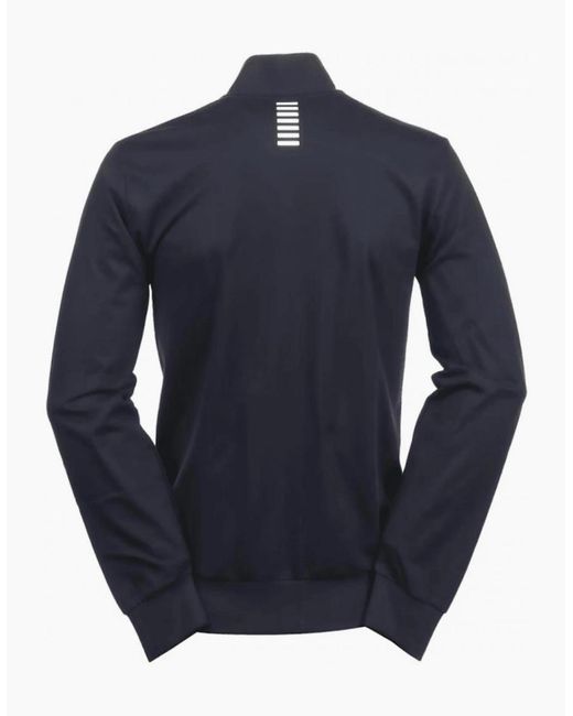 EA7 Blue Full Zip Funnel Neck Sweatshirt for men