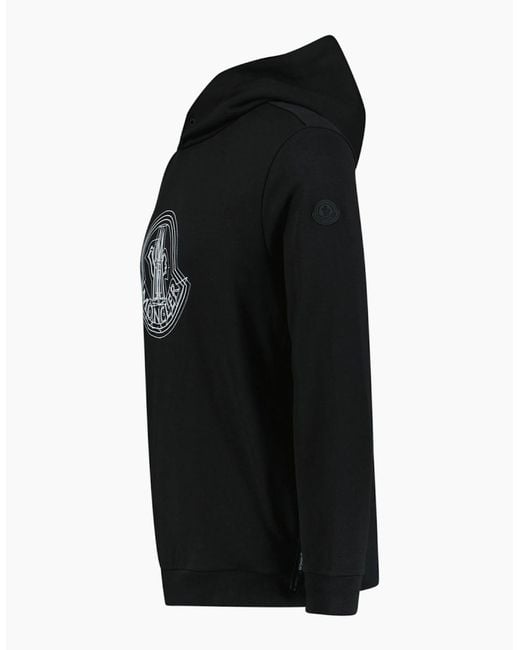 Moncler Black Logo Print Hoodie for men