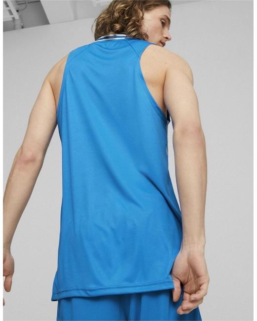 PUMA Blue Hoops Team Game Performance Basketball Jersey for men