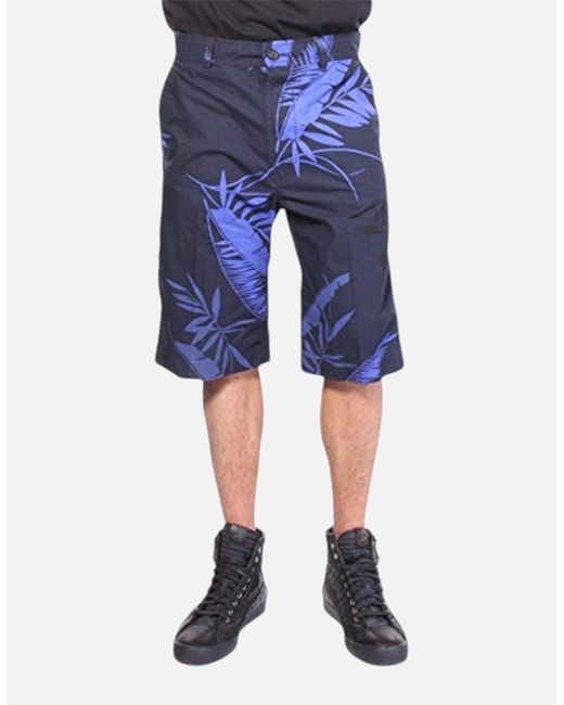 DIESEL Blue P Cooper Np 0Gajz Shorts Floral Print Cotton Summer Casual Beachwear for men