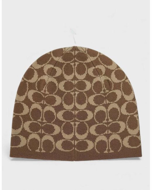 COACH Brown Signature Beanie Khaki for men