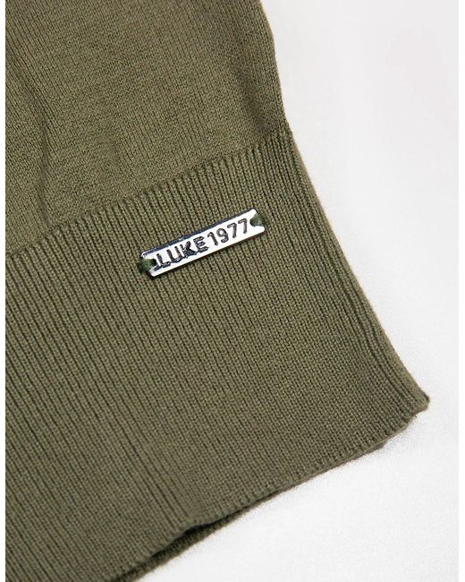 Luke 1977 Green Jenson 1000 Rib Neck Knitted Jumper for men