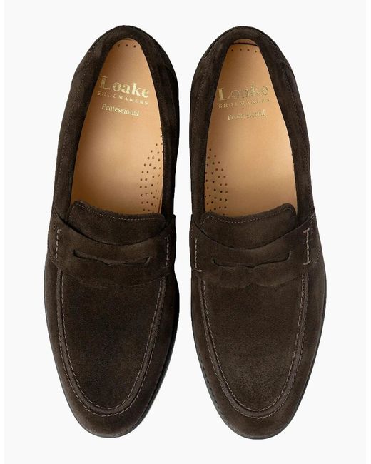Loake Black 356 Apron Saddle Loafer Dark Suede for men