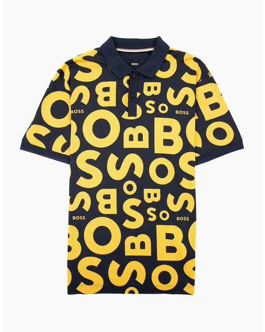 Boss Yellow Parlay 156 All Over Logo Polo 404 for men