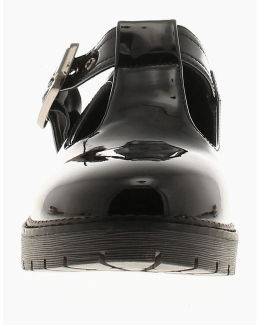 Apache Black School Shoes Tremble Buckle Patent Uk Size