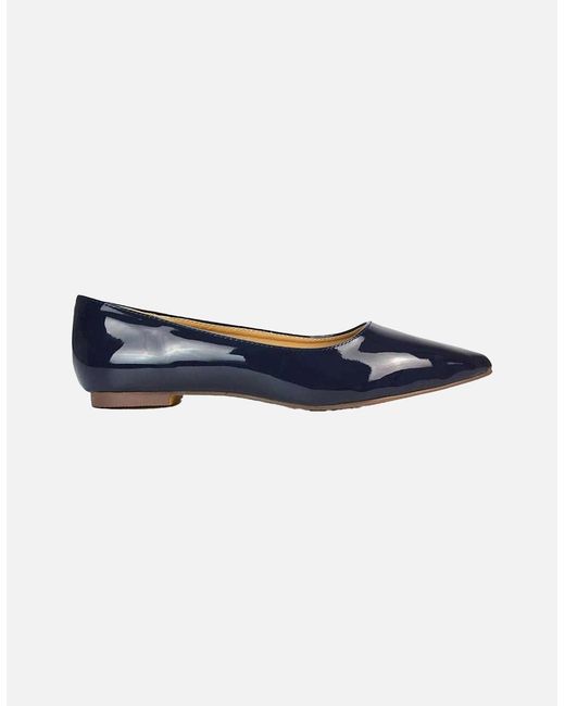 XY London Blue Ladies Cordelia Patent Pointed Ballerina Flats