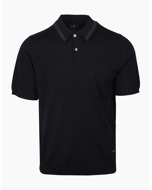 Paul Smith Black Merino Sweater Ss Polo for men
