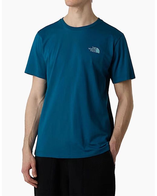 The North Face Blue Vertical Logo T-Shirts Crew Neck Short Sleeve Soft Cotton Tee for men