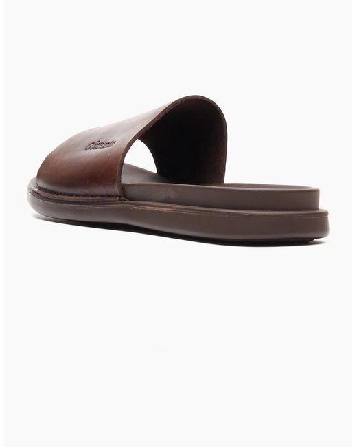 Base London Brown London Albany Leather Slides for men