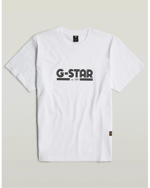 G-Star Gray Line Script Lettering Regular Fit T-Shirt for men
