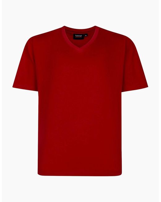ESPIONAGE Red Plain V-Neck Big & Tall Short Sleeve T-Shirt for men