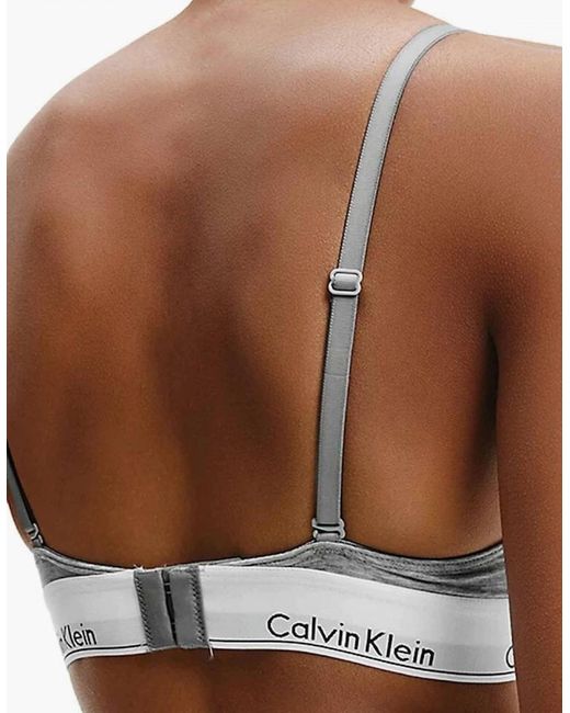 Calvin Klein Gray Modern Cotton Triangle Bra, Heather