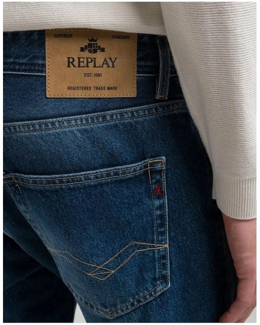 Replay Blue Grover Dark Wash Straight Fit Jean 007 for men